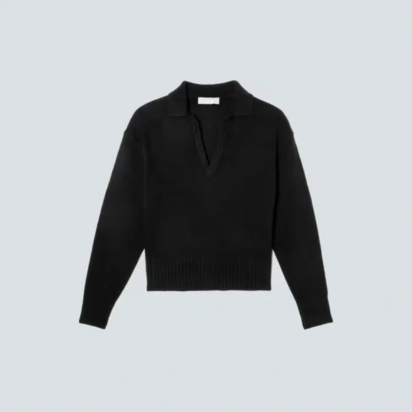 NEW Everlane Women’s Cashmere Polo Black Sweater Size XSmall - Picture 6 of 14